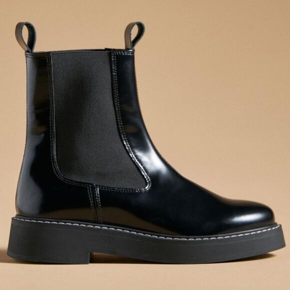 New Anthropologie Pilcro Contrast Stitch Chelsea Boots Black - Picture 1 of 9